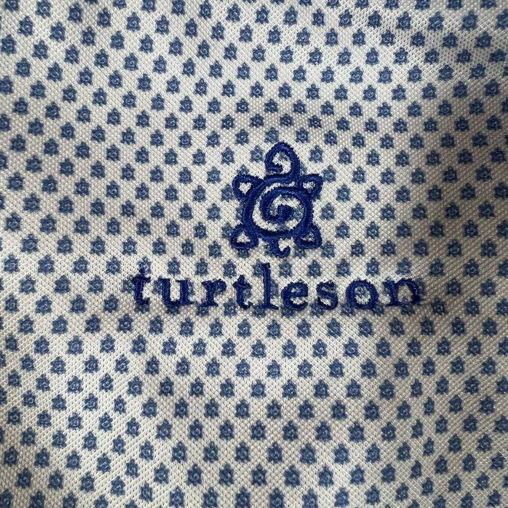 Turtleson Short Sleeve Golf Polo Shirt Geometric Print Embroidered Men s Large - Picture 10 of 10